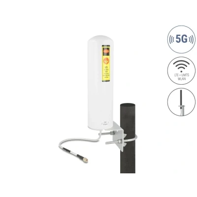 Afbeelding van Delock 5G LTE Antenna SMA plug 3 5 dBi fixed omnidirectional wall and pole mounting outdoor white
