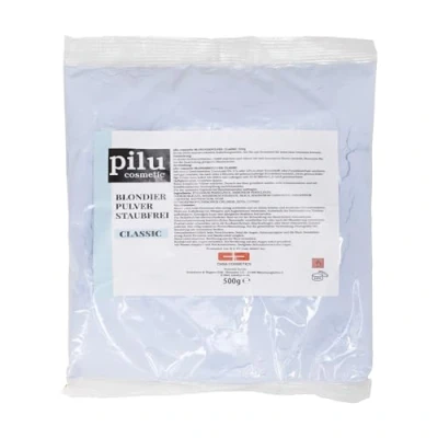 Afbeelding van pilu cosmetic Blondeerpoeder, 500 g, zak, blauw stofvrij, zachte blondering, bleken tot 7 nuances, ultra sterk, bleekpoeder, anti geelsteek (klassiek stofvrij)