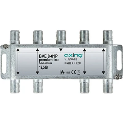 Afbeelding van Axing BVE 8 01P voudige verdeler kabeltelevisie CATV Multimedia DVB T2 klasse A+, 10dB, 5 1218 MHz metaal