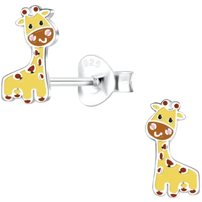 Afbeelding van JoyS Zilveren giraf oorbellen 4 x 9 mm giraffe kinderoorbellen t91