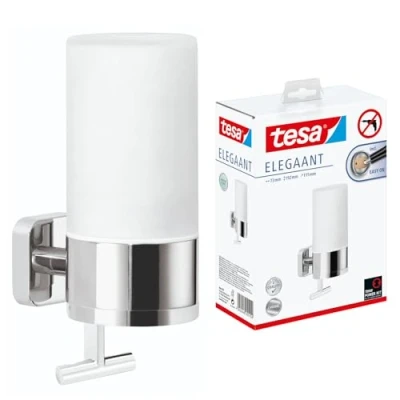 Afbeelding van tesa® Elegaant zeepdispenser, zelfklevend, verchroomd, 101 mm x 73 191