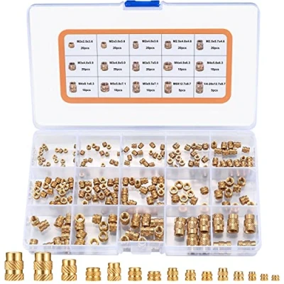 Afbeelding van Schroefdraadinzetmoeren, gekartelde inpersmoeren, M2/M2,5/M3/M4/M5/M6, messing, inbedingsmoer, schroefdraadhuls met binnendraad voor 3D print