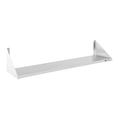 Afbeelding van Royal Catering Wandplank wandbord (1 vlak, 120 cm lang, 30 diep, roestvrij staal + bevestigingsmateriaal) zilver