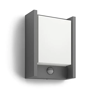 Afbeelding van Philips Arbour Wandlamp met Bewegingssensor Koelwit Licht Geschikt voor alle Weersomstandigheden Muurlamp Bruin
