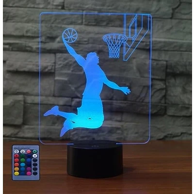 Afbeelding van Creatieve 3D Basketbal Nachtlampje USB Aangedreven Afstandsbediening Raak Schakelaar Decor Tafellamp 7/16 Kleur Veranderende LED Verjaardagscadeau Kinderen Cadeau Kerst Decoratie