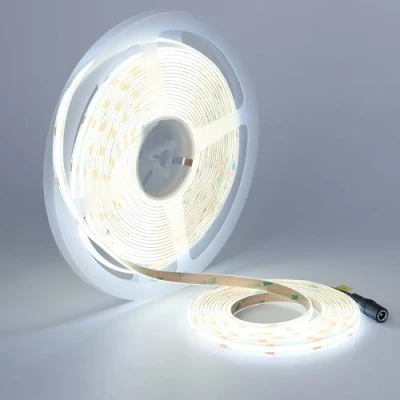Afbeelding van TOPAI COB ledstrip, 10 m, koudwit, 6000 K, 24 V, zeer helder CRI&gt;93, zelfklevend, snijbaar, hoge dichtheid, 384 leds/m, waterdicht, flexibel, voor binnen, keuken, decoratie