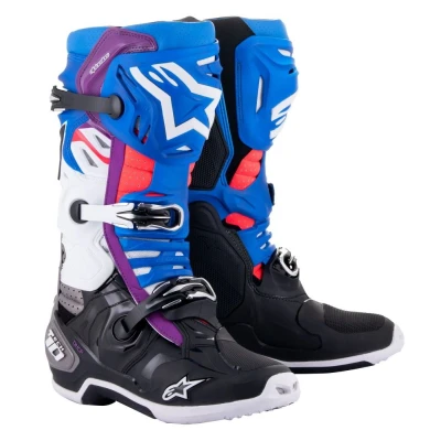 Afbeelding van Alpinestars 2024 Tech 10 Supervented Crosslaarzen Zwart / Blauw Paars Wit maat 43