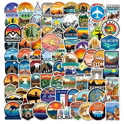 Afbeelding van Reizen Stickers 100 Stuks, Retro Vintage Outdoor Avontuur voor Telefoons Laptops Waterflessen Koffers