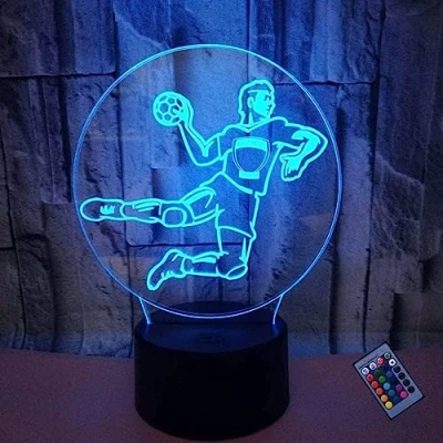 Afbeelding van Creatieve 3D Handbal Nachtlampje Omgevingslicht 16 Kleuren Veranderende Afstandsbed USB voeding Touch Schakelaar Decorlamp Optische illusielamp LED Tafel Bureaulamp Kinderen Kerst Verjaardagscadeau