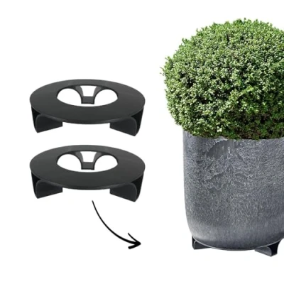 Afbeelding van terraced® Set van 2 onderzetters bloempotten kleur: zwart rond 16 cm diameter materiaal Made in Germany