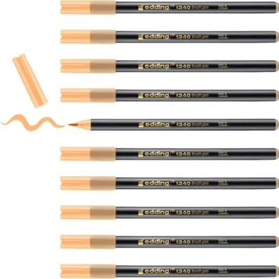 Afbeelding van edding 1340 brush pen lichtgroen 10 stiften flexibele penseelpunt viltstift voor schilderen, schrijven en tekenen dagboeken, handlettering, mandala, kalligrafie