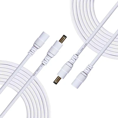 Afbeelding van Liwinting 2 stuks 3 m / 9,84 Feet DC verlengkabel 5,5 mm x 2,5 aansluitkabel DC/DC connector kabel verdeler mannelijk naar vrouwelijke voor voeding, CCTV camera wit