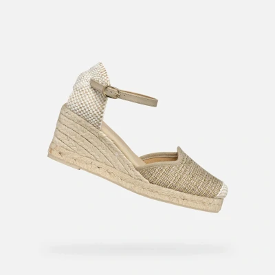 Afbeelding van Geox Gelsa Espadrilles, Dames, Maat: 37, Light taupe Leer en textiel