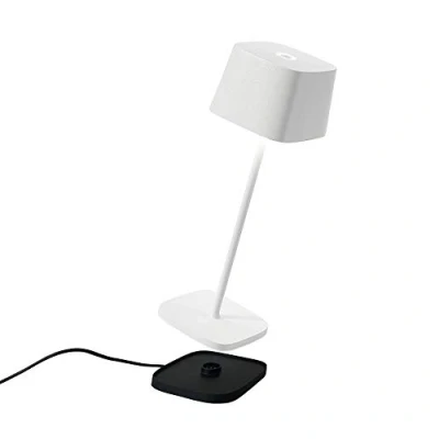Afbeelding van Zafferano Ofelia Tafellamp Oplaadbare Buitenlamp Wit Spatwaterdicht (IP65) Bureaulamp Snoerloos Dimbare LED Lamp Draadloos Oplaadstation Terraslamp USB Oplaadbaar 29 cm x Ø10
