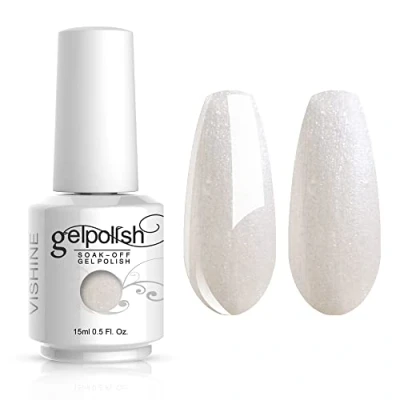 Afbeelding van Vishine Nagellak, semi permanent, gel, UV, LED, soak off, manicure, parelgrijs (1362)
