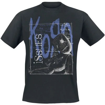 Afbeelding van Korn Issues Tracklist in a Box T shirt zwart L Katoen Band merch, Bands