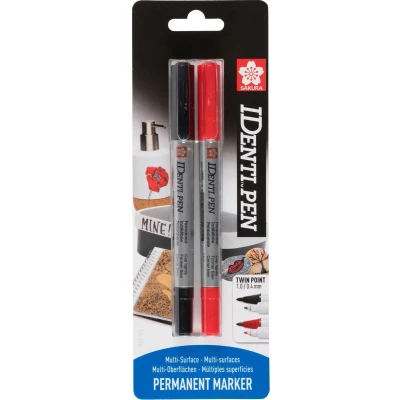 Afbeelding van Sakura Blisterverpakking Identi Pen Zwart, Rood, 2 stuks