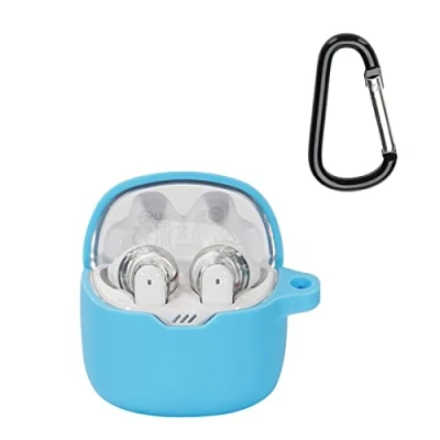 Afbeelding van GIOPUEY Cilicone hoes compatibel met JBL TUNE FLEX, ultradunne zachte hoes, slim fit, anti val, niet gemakkelijk te vuil blauw