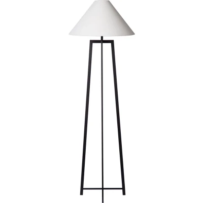 Afbeelding van Atmooz Vloerlamp Leoni Zwart Witte Linnen Lampenkap 170 cm Hoog Metaal E27 Fitting 60W Industriële Stijl Staande Lamp