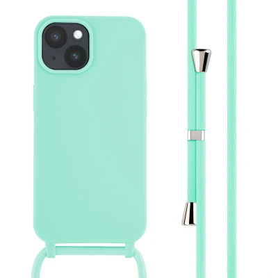 Afbeelding van Apple iPhone 15 Hoesje Siliconen en TPU (zacht) iMoshion Softcase/Koordhoesje/Backcover Mintgroen Telefoonhoesje