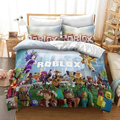 Afbeelding van NICHIYO Roblox Beddengoedset, dekbedovertrek en kussensloop, microvezel, 3D digitale print, driedelige set (dekbedovertrek + kussenslopen) (20, eenpersoonsbed 135 x 200 cm)
