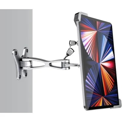 Afbeelding van Anti Diefstal Tablet Muur Houder, woleyi Beveiliging iPad Muurbevestiging mit Aluminium Scharnierende Arm, POS Display Kiosk Mount voor Pro Air Mini, Galaxy Tabs, Surface, 7 11&quot; Tablets