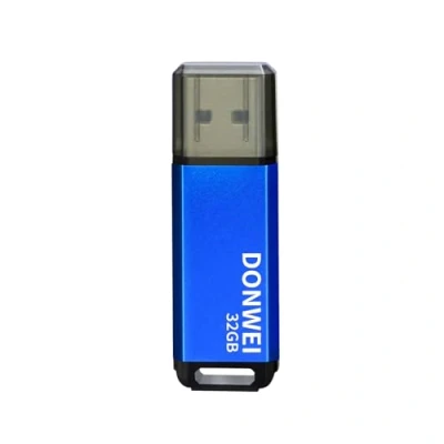 Afbeelding van USB stick, 32 GB, mini stick met snel ledlicht, grote capaciteit, metaal, extern geheugen, draagbaar, originele gegevensopslag voor computers, cadeaus studenten, blauw