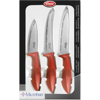 Afbeelding van Westcott Clauss keukenmessenset, doos van 3 stuks, rood mes