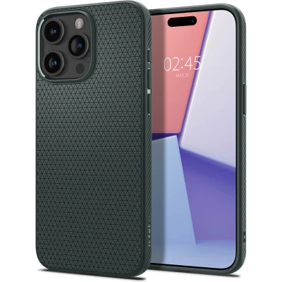 Afbeelding van Apple iPhone 15 Pro Max Hoesje Siliconen en TPU (zacht) Spigen Softcase/Backcover Groen Telefoonhoesje Shockproof/Valbescherming