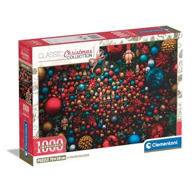 Afbeelding van Clementoni 39926 Impossible Christmas Vibes 1000 stuks compacte doos, poster inbegrepen, volwassenen 14 99 jaar, cadeau voor mannen/vrouwen, harde puzzel, moeilijke gemaakt in Italië,