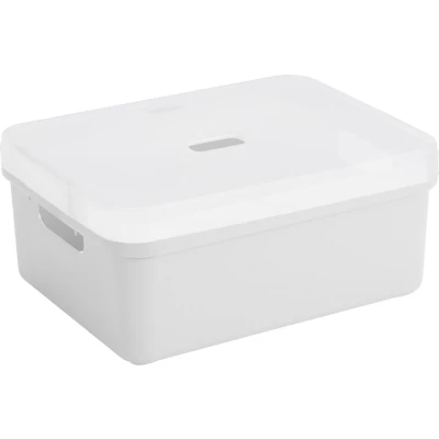 Afbeelding van Sunware opbergbox/mand 24 liter wit kunststof met transparante deksel Opbergbox