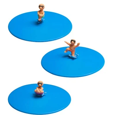 Afbeelding van Lurch 210302 Mijn deksel Splash 3 delige set (Bruno Bombe, Freddy Freestyle, Arne Anker), glazen afdekkingen van BPA vrij platina siliconen, Ø 10,5 cm