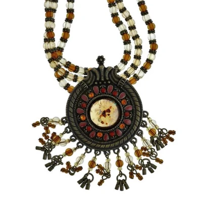 Afbeelding van Behave Vintage ketting bruin met ronde hanger