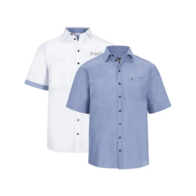 Afbeelding van Jan Vanderstorm overhemd Plus Size EVIN (set van 2)wit/blauw