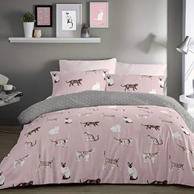 Afbeelding van Fusion Cats Easy Care Dekbedovertrek Set 3 stuks, Tweepersoonsbed Maat in Blush