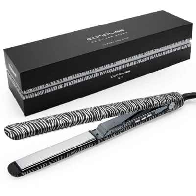 Afbeelding van Corioliss C3 Stijltang voor vrouwen, titanium platen en krullen fijn haar, professioneel ijzer met temperatuurregeling (Zebra Silver Soft Touch)