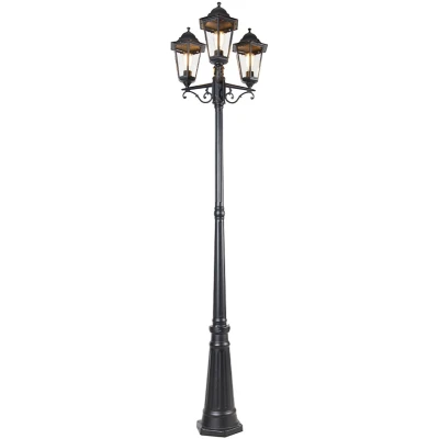 Afbeelding van QAZQA Buitenlantaarn zwart 220 cm 3 lichts IP44 Havana