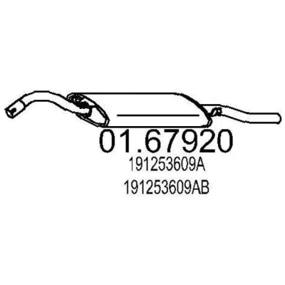 Afbeelding van MTS 01.67920 Einddemper 1090mm VOLKSWAGEN: Golf II Hatchback (19E, 1G1) 1.8, 1.8 i Cat, GTI 1983 1991