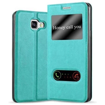 Afbeelding van Cadorabo Hoesje geschikt voor Samsung Galaxy A3 2016 in MUNT TURKOOIS Beschermhoes met magnetische sluiting, standfunctie en 2 kijkvensters Book Case Cover Etui