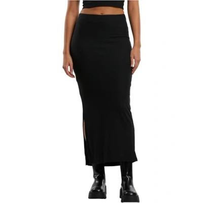 Afbeelding van Urban Classics Rib High Slit Rok, Maxirok met split, 7/8 lengte, slim fit, zwart, L