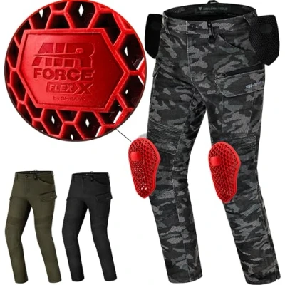 Afbeelding van SHIMA Giro 3.0 Motorbroek voor heren met beschermers, airforce, kniebeschermers, motorbroek, korte maten, broek heren, textielbroek, urban stretch, cargobroek, lang (camouflage, 34/32)