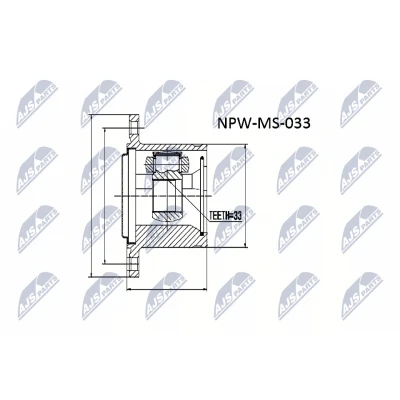 Afbeelding van Homokineet reparatie set, aandrijfas NTY NPW MS 033