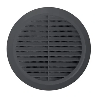 Afbeelding van Ventilatierooster Ø 100 mm rond grafiet grijs kunststof insectennet afvoerluchtrooster toevoerlucht afvoerlucht rooster ventilatie T 30gr