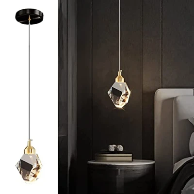 Afbeelding van Moderne Kristallen Hanglamp, 3 kleuren LED Voor Keuken Slaapkamer Woonkamer Eetkamer Verlichting (Zwart)