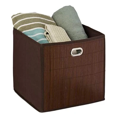 Afbeelding van Relaxdays opbergmand bamboe opbergbox opvouwbaar stoffen opbergdoos kast organizer bruin
