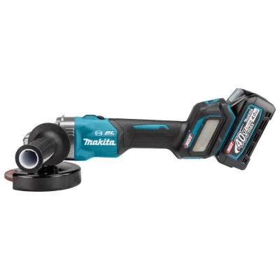 Afbeelding van Makita GA023GM201 40 V Max Haakse slijper 125 mm 4,0 ah accu (2 st), snellader, in mbo,x met vastzetschakelaar