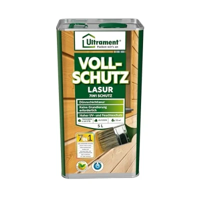 Afbeelding van Ultrament volledige beschermingsglazuur 7 in 1, kleurloos, 5 liter vochtbescherming, UV bescherming &amp; nanotechnologie ideaal voor tuinhuizen, gevels en meer. Geconcentreerde hout buitenshuis.