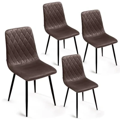 Afbeelding van Lina® Elisia Eetkamerstoel Bruin Set van 4 Velvet
