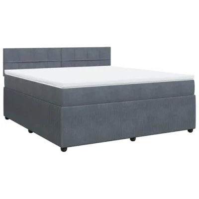 Afbeelding van vidaXL Boxspring met matras fluweel donkergrijs 180x200 cm