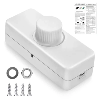 Afbeelding van Dimschakelaar voor ledlampen, 220 240 VAC/50 HZ led snoerdimmer, dimschakelaar, draaibaar, 3 100 watt snoerdimmer dimbare en halogeenlamp (wit)